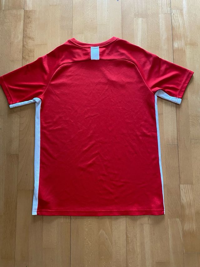 Camiseta Nike Roja con Rayas Blancas