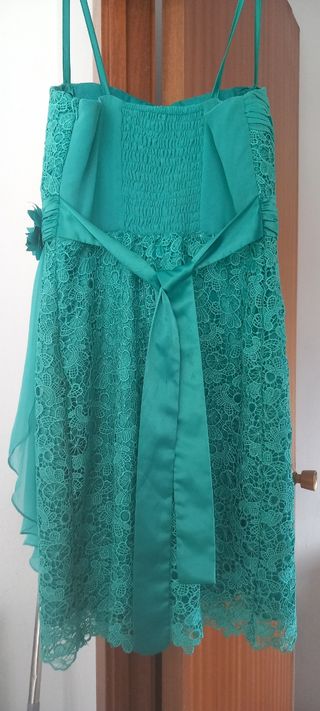 Vestido de fiesta verde azulado