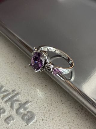Anillo Plata 925 Talla 8 USA Morado