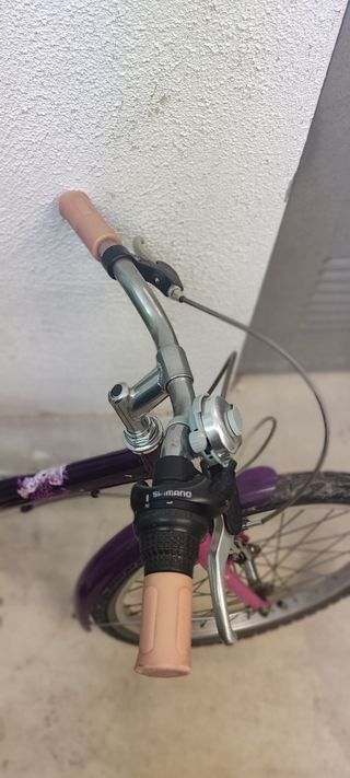 Bicicleta niña morada con marchas