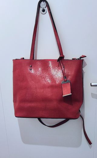 Bolso de piel italiano rojo