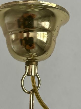 Lampadario vintage vetro decorato metallo oro 70s