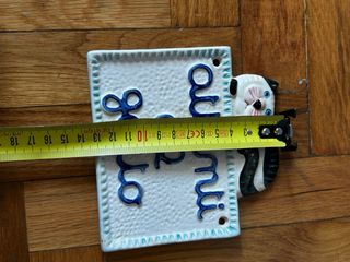 Targa ceramica dipinta a mano Attenti al gatto