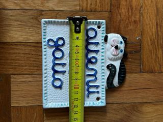 Targa ceramica dipinta a mano Attenti al gatto