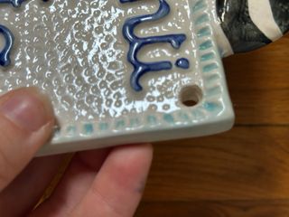 Targa ceramica dipinta a mano Attenti al gatto