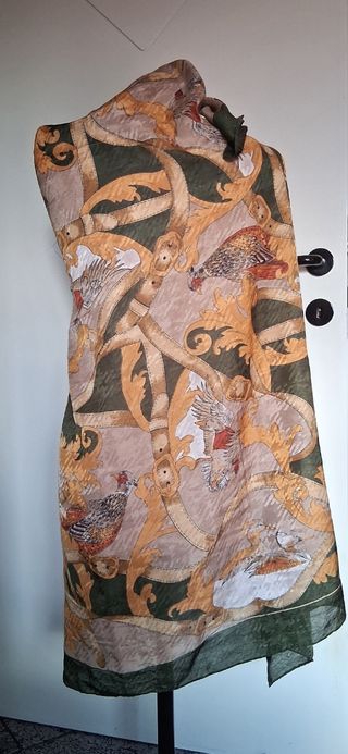 Foulard donna fantasia beige e verde