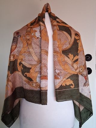 Foulard donna fantasia beige e verde