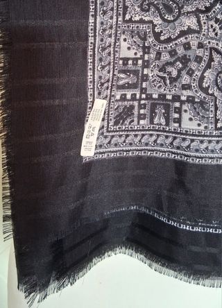 Foulard donna sfrangiato nero e grigio