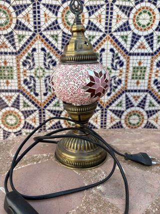 Lámpara de mesa mosaico metal y cristal