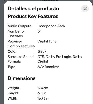 Receptor Sony STR-DE545 5.1 Canales