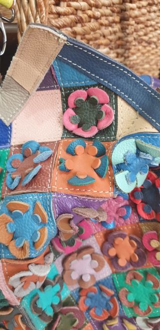 Borsa grande vera pelle patchwork