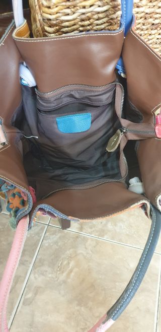 Borsa grande vera pelle patchwork