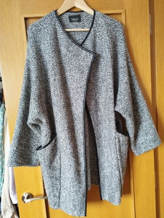 Chaqueta Zara Oversize Punto Gris Talla Única