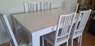 Mesa comedor + 6 sillas blanca