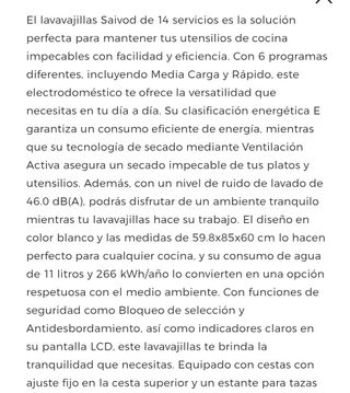 Lavavajillas SAIVOD blanco