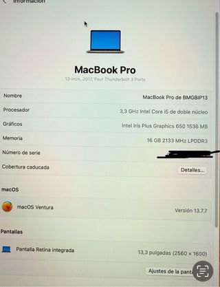 MacBook Pro 13” i5 16GB RAM 512ssd (2017)
