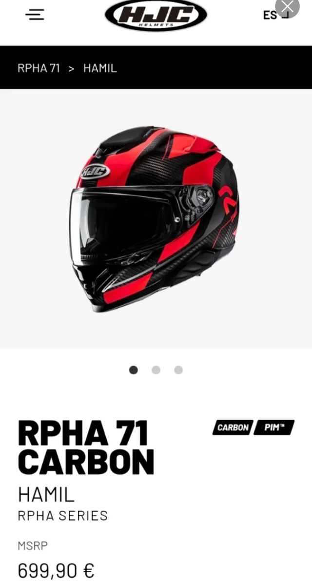 Casco de Moto HJC Rojo y Negro Carbono L