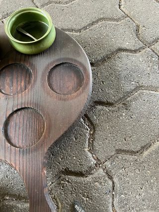 Set 6 ciotole verdi + tagliere legno