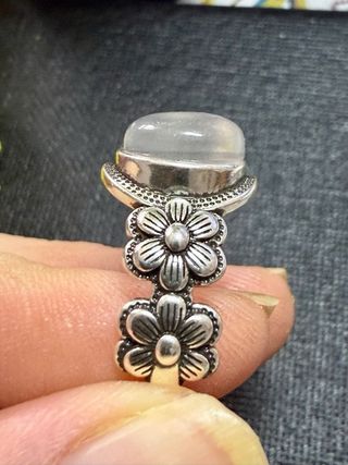 Anillo Plata 925 Piedra Luna Flor