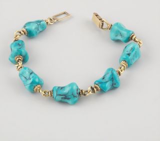 Pulsera Oro 18kt Turquesas Naturales