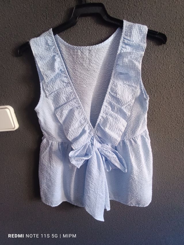 Blusa Shein cuadros Vichy volantes