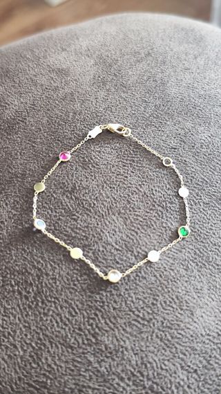 Pulsera oro con piedras de colores chica nueva.
