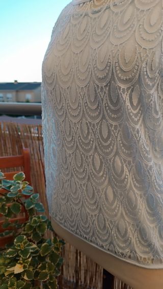 Camiseta doble azul claro de encaje