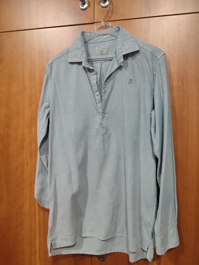 Camisa Scalpers Lino Azul Talla M