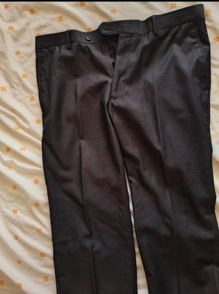 Pantalón de traje gris oscuro hombre, talla 46