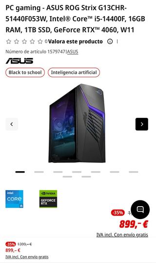 PC Gaming ASUS ROG Strix G13CHR Intel i5-14400F
