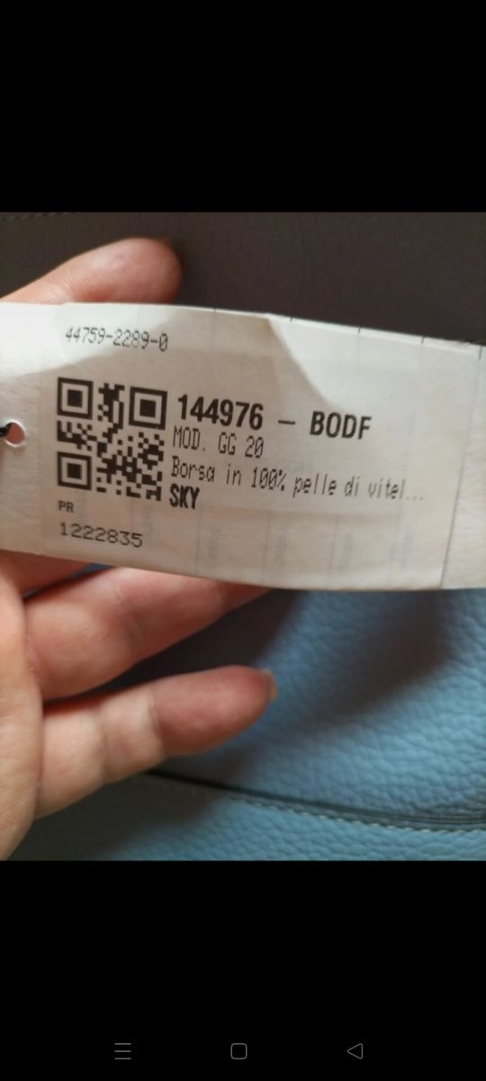 Borsa vera pelle azzurra con tracolla