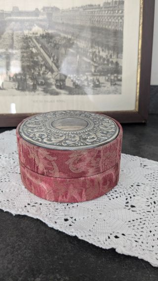 Portagioie Vintage Argento e Damasco Seta