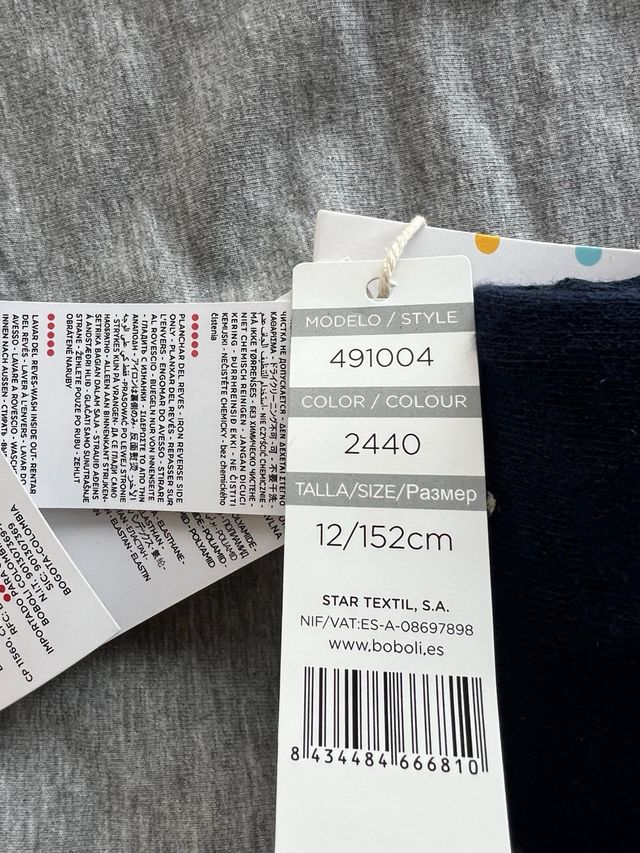 Vestido Boboli I Love Talla 12 y medias azules