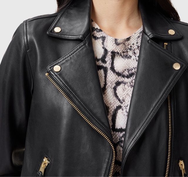 Chaqueta Piel Negra Massimo Dutti Talla S