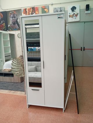 Armario Blanco con Espejo 190x80cm