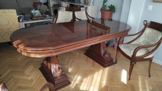Mesa comedor extensible + 6 sillas madera