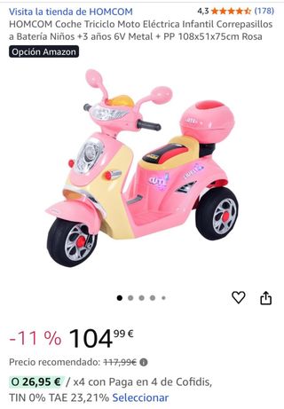 Moto eléctrica infantil rosa
