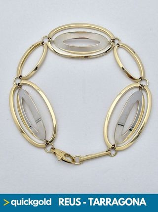 040-05-0212 PULSERA ORO BICOLOR 18K OVALOS 18.7CM