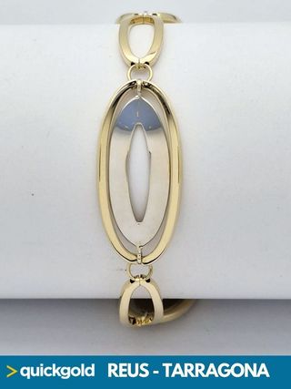 040-05-0212 PULSERA ORO BICOLOR 18K OVALOS 18.7CM