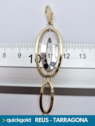 040-05-0212 PULSERA ORO BICOLOR 18K OVALOS 18.7CM