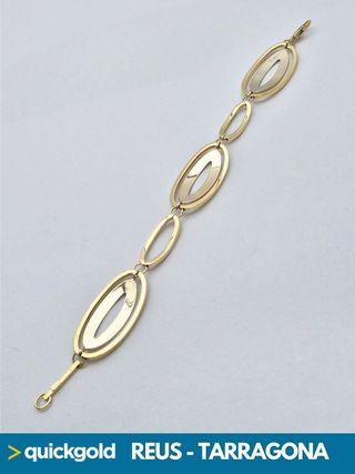 040-05-0212 PULSERA ORO BICOLOR 18K OVALOS 18.7CM