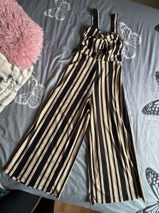 Mono largo rayas beige y negro