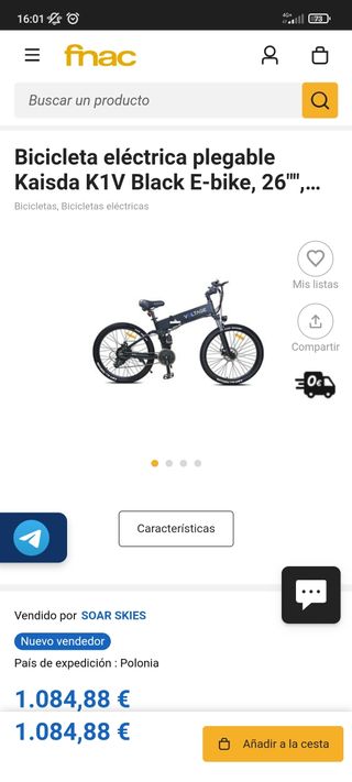 Bicicleta eléctrica e-bike plegable 