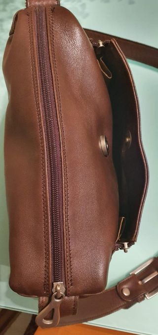 Bolso de piel auténtica marrón