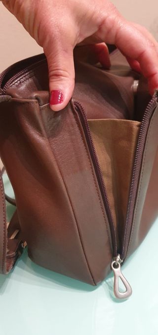 Bolso de piel auténtica marrón