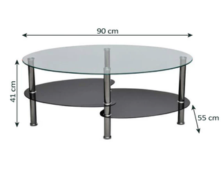 Mesa Centro Cristal Templado 90x55cm Moderna
