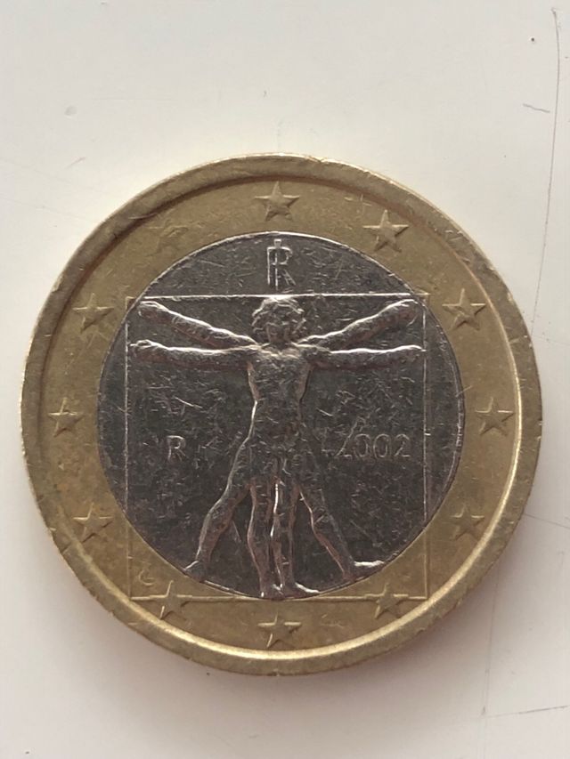 Moneda 1 Euro Italia 2002 Vitruvio