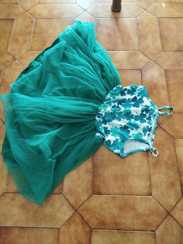 Vestito bambina verde con fiori