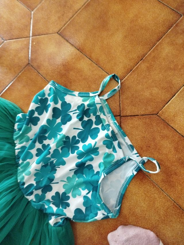 Vestito bambina verde con fiori