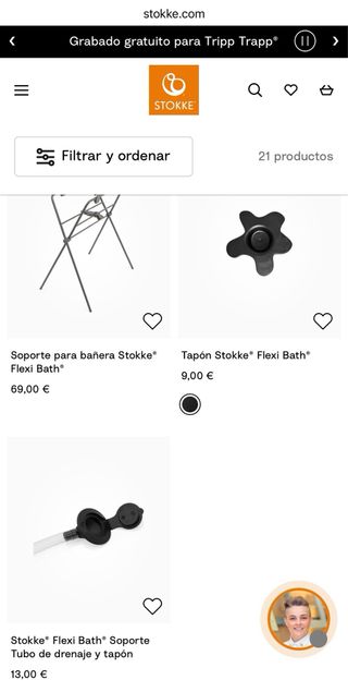 Bañera Stokke con soporte y adaptador RN